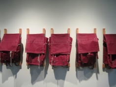 Workingman Collective Pack, 2011 Fir, oak, waxed canvas (Wendy Downs, MOOP, PA) 30h x 15w x 8d in, Edition of 7, Sculpture