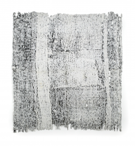 Rachel Meginnes  Imprint, 2019  Deconstructed quilt and acrylic  78h x 70w in