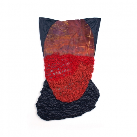 Mixed media fabric abstract wall hanging by Erin Castellan