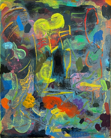 Colorful abstract vs. figurative painting by Zander Stefani