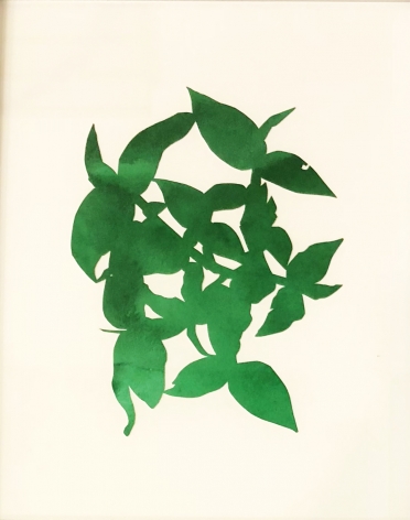 Hannah Cole  Dark Green Weed, 2018  watercolor on cut paper, art, downtown asheville,