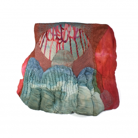 Mixed media fabric abstract wall hanging by Erin Castellan