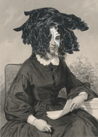 Kirsten Stolle, Miss Abigail Parks 1860/2014, from the series de-identiied, gouache and collage on 19th century engraving
