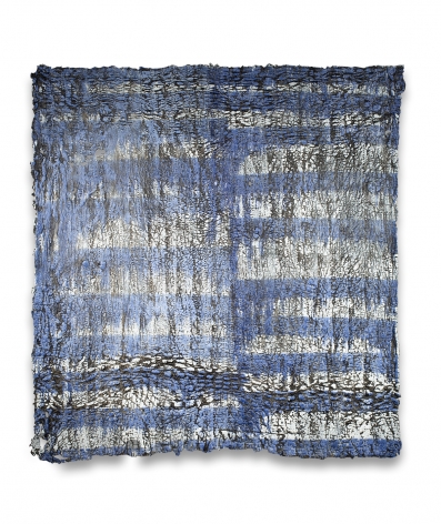 Rachel Meginnes  Blueprint, 2018  Deconstructed quilt, cotton fabric, cotton string, and acrylic  79h x 75w in, Painting, Contemporary art